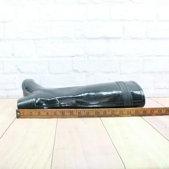 Kate Spade Black Glossy Rubber Pull On Knee High Rain Boots Size 9 - Picture 6 of 10